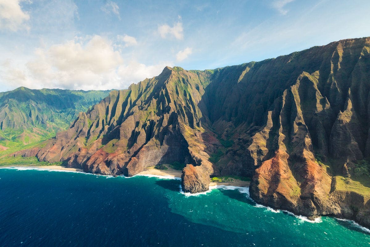 Mountains next to ocean